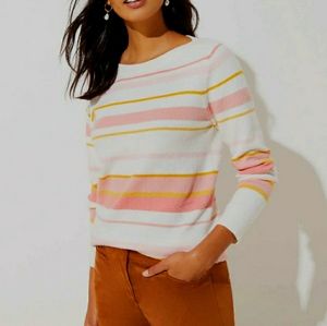 Loft Long Striped Boat Neck Sweater